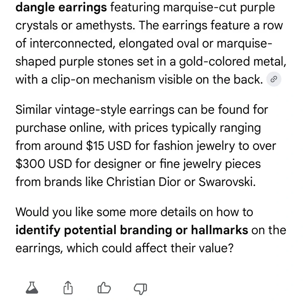 Swarorski Gold and Amethyst color Purple 2” Drop Earrings - Picture 2 of 7